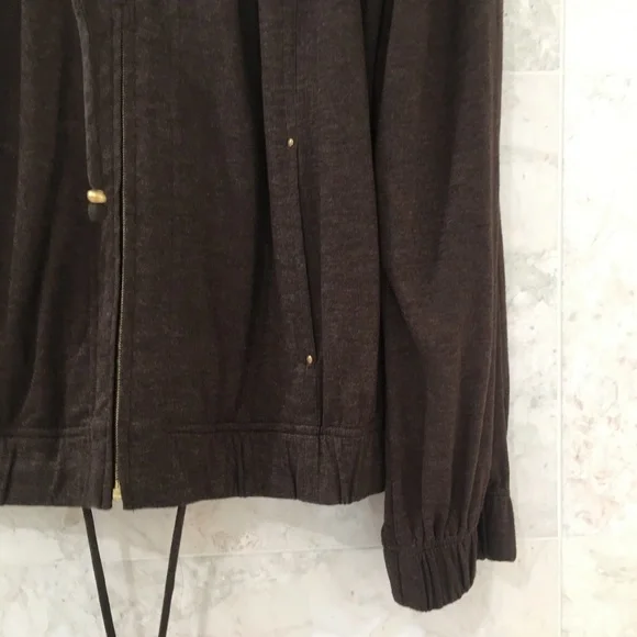 ST JOHN Jacket {S} Mock Neck Lightweight in Brown